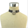 N-6757 Gothic Bohemian Black Leather Choker Necklace Adjustable Gold Silver Alloy Necklaces For Women
