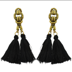 E-4074 6 Colors Bohemian Vintage Gold Tassel Earring Chain Dangle Long Earrings for Women Jewelry