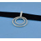 N-6762 Fashion Gothic Black Leather Silver Plated Round Pendant Choker Necklace for Women Jewelry