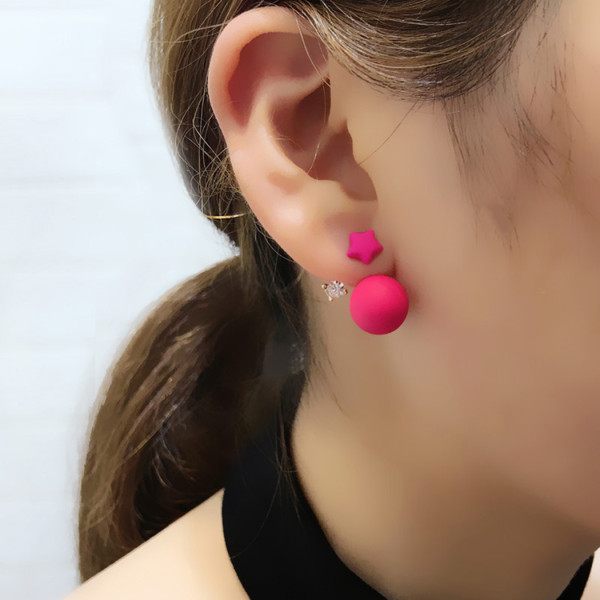 E-4073 5 Colors Fashion Stud Bead Star Crystal Alloy Earring for Women Jewelry