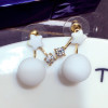 E-4073 5 Colors Fashion Stud Bead Star Crystal Alloy Earring for Women Jewelry