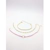 N-6763 3Pcs/Set Punk Style Black Leather  Gold Color Alloy  Chains Round shape Choker Short Necklace  Women Jewelry