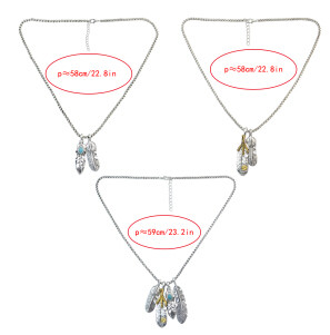 N-6764 3 Styles Punk Chain Necklace Leaf Pendants Eagle Claw Turquoise Beads Necklace for Women Men