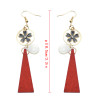 E-4076 Bohemian Vintage Gold Pendant Flower Wood Dangle Earrings for Women Jewelry