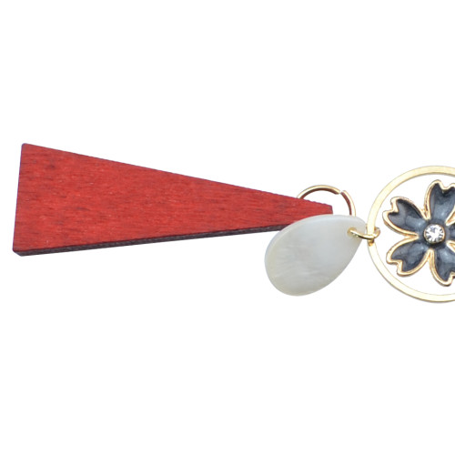 E-4076 Bohemian Vintage Gold Pendant Flower Wood Dangle Earrings for Women Jewelry