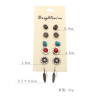 E-4079 6 Pairs /Set Cute Elephant Flower Sector Shape Stud Earrings For Women Crystal Resin Beads Earrings Sets Wholesale