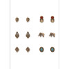 E-4079 6 Pairs /Set Cute Elephant Flower Sector Shape Stud Earrings For Women Crystal Resin Beads Earrings Sets Wholesale