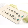 E-4079 6 Pairs /Set Cute Elephant Flower Sector Shape Stud Earrings For Women Crystal Resin Beads Earrings Sets Wholesale