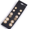 E-4078 2 STYLE 6 PAIRS /SET SHINY DIAMANTE PEARL ROUND SHAPE CRYSTAL STUD EARRINGS FOR CHARM WOMEN JEWELRY WHOLESALE
