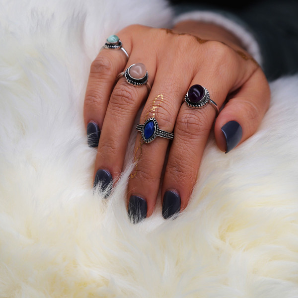 R-1438 2 Colors shiny Gold Silver Plated diamante Ring Sets Antique Midi Finger Rings for Women Jewelry