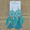 E-4082 New Arriva Bohemian  Feather Beads Tassels Long Drop Dangle Earrings For Women
