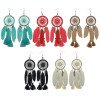E-4082 New Arriva Bohemian  Feather Beads Tassels Long Drop Dangle Earrings For Women