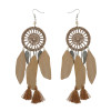 E-4082 New Arriva Bohemian  Feather Beads Tassels Long Drop Dangle Earrings For Women