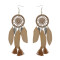 E-4082 New Arriva Bohemian  Feather Beads Tassels Long Drop Dangle Earrings For Women