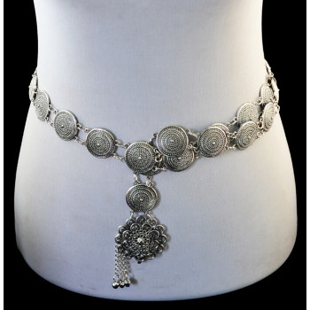 N-6772 Vintage Gold Silver Alloy Belly Chains for Women Carved Flower Dance Dress Belt Body Jewelry