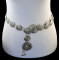 N-6772 Vintage Gold Silver Alloy Belly Chains for Women Carved Flower Dance Dress Belt Body Jewelry