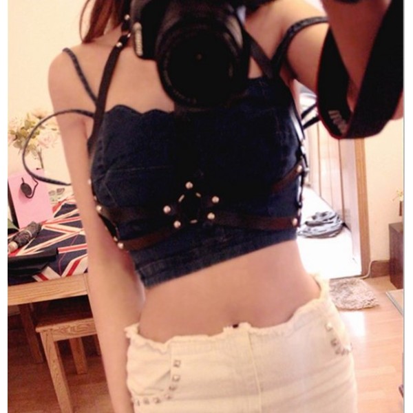 N-6784 2Color New Design Punk Leather Sexy Bondage Straps Bra Body Harness Belt Body Chain Women Body Jewelry