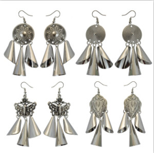 E-4085 4 Style Fashion New Arrived Silver Round Drop Dangle Ear Pendant For Charm Woman Jewelry Earring