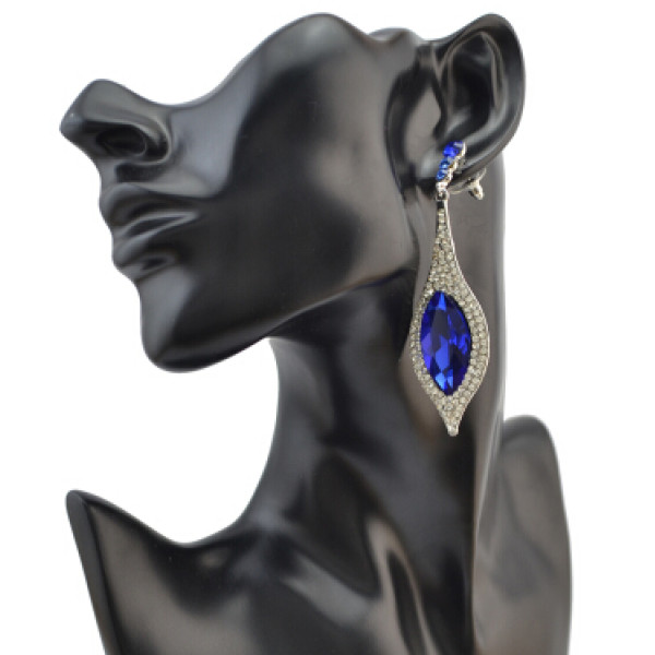 E-4087 5 Colors Luxury Women Zircon Crystal Drop Earring Silver Plated Teardrop Shape Party Earrings Birthday Gift