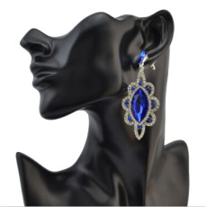E-4086 2017 New Luxury Big Crystal Silver Plated Bridal Earrings Full Rhinestone Jewelry Long Earrings for Women