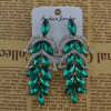 E-4088 New Luxury  Crystal Silver Plated Bridal Earrings Imitation Gemstone Jewelry Long Earrings for Women