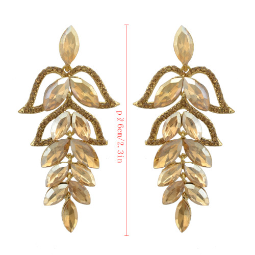 E-4088 New Luxury  Crystal Silver Plated Bridal Earrings Imitation Gemstone Jewelry Long Earrings for Women
