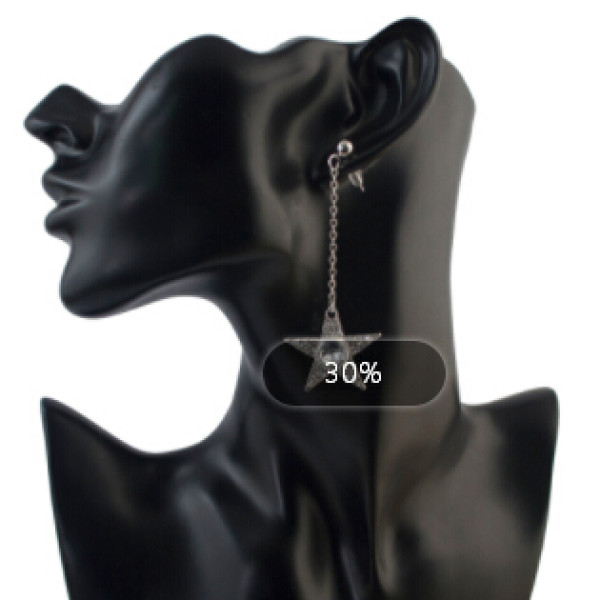N-6795 New Fashion Diamante Star Collar Leather Chain Statement Choker Necklace Earring Pendants For Women Jewelry Set