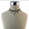 N-6795 New Fashion Diamante Star Collar Leather Chain Statement Choker Necklace Earring Pendants For Women Jewelry Set