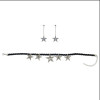 N-6795 New Fashion Diamante Star Collar Leather Chain Statement Choker Necklace Earring Pendants For Women Jewelry Set