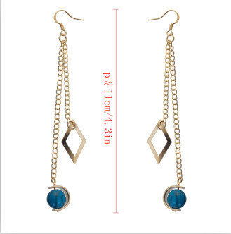 E-4092 2 color Fashion Gold Plated Tassel Earring Beads Chain Dangle Long Earrings for Women Jewelry