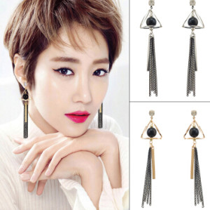 E-4090 Fashion Women Gold Silver Plated Tassel Dangle Drop Earrings Long Line Ethnic Earring Boho Party Jewelry