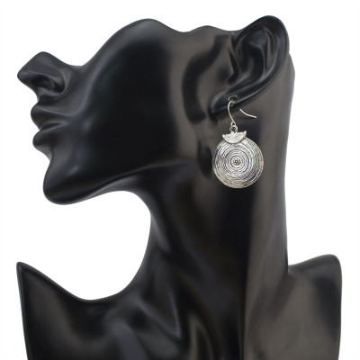 E-4089 New Arrival Antique Silver Gold Plated Circle Round Dangle Drop Earrings For Women Jewelry