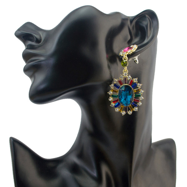 E-4094 5 Styles Fashion Luxury Crystal Rhinestone Charm Drop Stud Earring for Women Jewelry