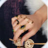 R-1440 5pcs/set Bohemian Gold Plated Midi Finger Ring Sets Vintage Ethnic Rhinestone Women Knuckle Rings