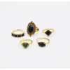 R-1440 5pcs/set Bohemian Gold Plated Midi Finger Ring Sets Vintage Ethnic Rhinestone Women Knuckle Rings