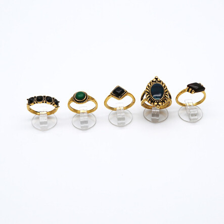 R-1440 5pcs/set Bohemian Gold Plated Midi Finger Ring Sets Vintage Ethnic Rhinestone Women Knuckle Rings