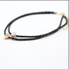N-6804 New Fashion Black leather Chain Gold Plated Alloy Pearl Choker Necklace Collar Clavicle Chain
