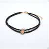 N-6804 New Fashion Black leather Chain Gold Plated Alloy Pearl Choker Necklace Collar Clavicle Chain