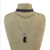 N-6809 3Pcs /Set Black Pink Thread Tassel Pendant Necklaces For Women Boho Fashion Lace Choker Necklace Jewelry