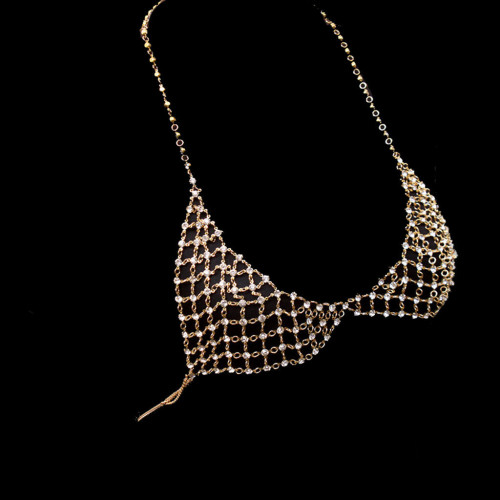 N-6807 * Sexy Crystal Rhinestones Body  Jewelry Fashion Bikini Chain Necklace Hollow Out Underwear Bra Design Summer Beach