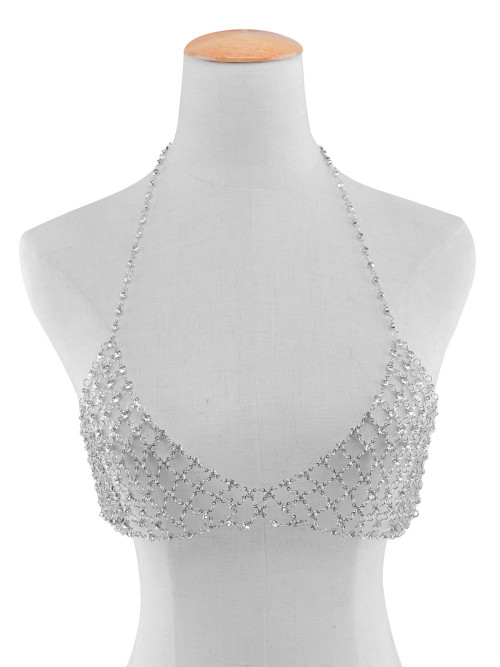 N-6807 * Sexy Crystal Rhinestones Body  Jewelry Fashion Bikini Chain Necklace Hollow Out Underwear Bra Design Summer Beach