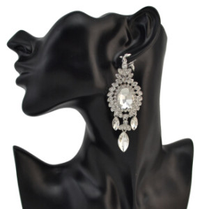 E-4096 Fashion Trendy Women Italina Style Silver Plated Full Rhinestone crystal  Drop Dangle Earrings