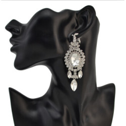 E-4096 Fashion Trendy Women Italina Style Silver Plated Full Rhinestone crystal Drop Dangle Earrings