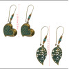 E-4099 Fashion Vintage 2 Style Bronze Turquoise Beads Heart Leaves Drop Dangle pendant Women Charm Earring