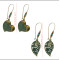 E-4099 Fashion Vintage 2 Style Bronze Turquoise Beads Heart Leaves Drop Dangle pendant Women Charm Earring