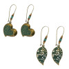 E-4099 Fashion Vintage 2 Style Bronze Turquoise Beads Heart Leaves Drop Dangle pendant Women Charm Earring