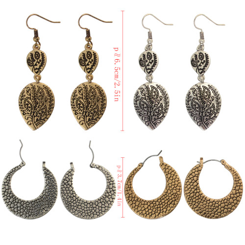 E-4098 2Style New Arrival Retro Silver Gold Plated Dangle Drop Earrings For Women Jewelry