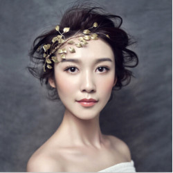 F-0410 Fashion Headband Gold Plated Leaf Hair Chain Metal Leaf Hairband For Women Girl Hair Accessories