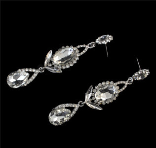 E-4102 New Arrived Fashion Shiny Diamante Crystal Dangle pendant Silver Plated Earring For Charm Women Jewelry
