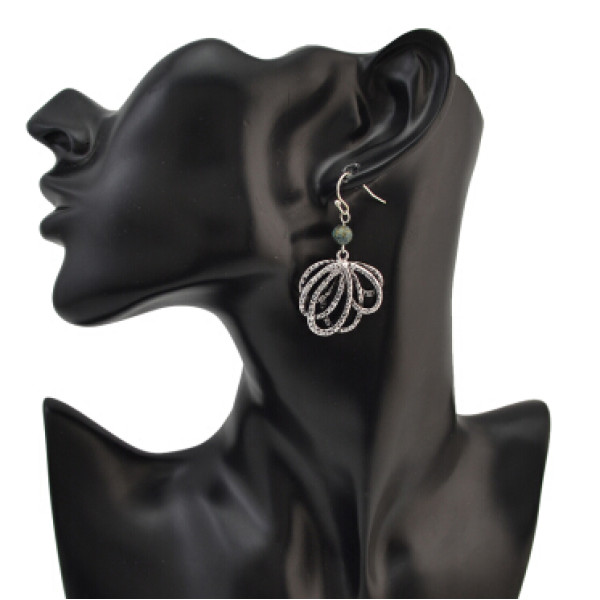 E-4103 Bohemian Vintage Gold Silver Plated Long Drop Earring Women Party Flower Earrings Fashion Jewelry